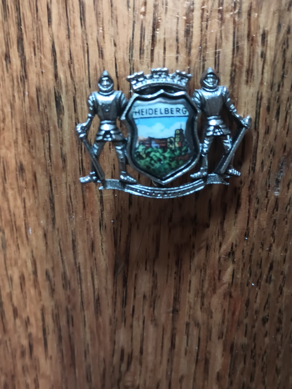 Heidelberg Shield Enamel Brooch in Silver Tone